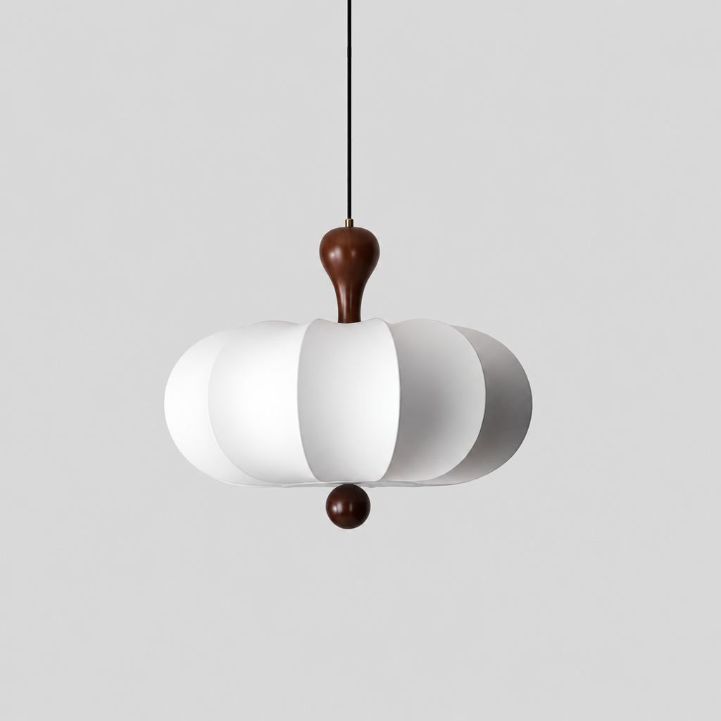 Nolune | Suspension en tissu et bois — produit isolé sur fond gris, arrière-plan retouché.