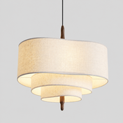Ondine | Suspension sculpturale — Bois et tissu beige — produit isolé sur fond gris, arrière-plan retouché.