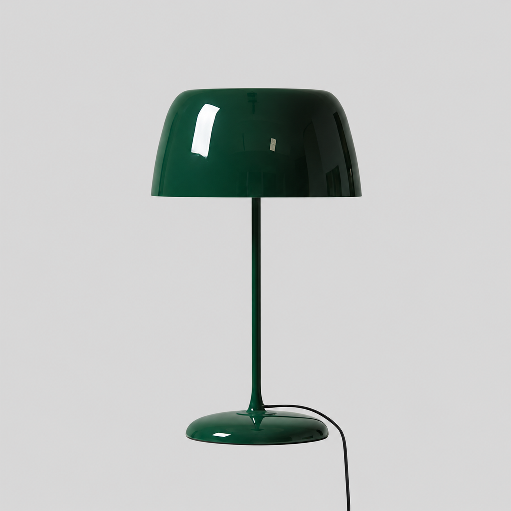 Rétroa | Lampe de table rétro — Abat-jour coloré — produit isolé sur fond gris, arrière-plan retouché.