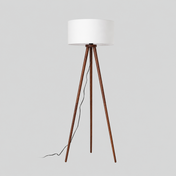 Clairière | Lampe sur pied, blanc, bois de noyer, hauteur 150 cm — produit isolé sur fond gris, arrière-plan retouché.