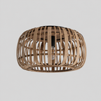 Vannerie | Plafonnier, naturel, rotin, Ø 40 cm — produit isolé sur fond gris, arrière-plan retouché.