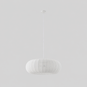 Voilure | Suspension blanche, Ø 70 cm, textile, 3 x E27 — produit isolé sur fond gris, arrière-plan retouché.