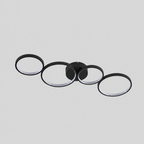 Entrelacs | Plafonnier LED, noir, aluminium, 88 cm — produit isolé sur fond gris, arrière-plan retouché.