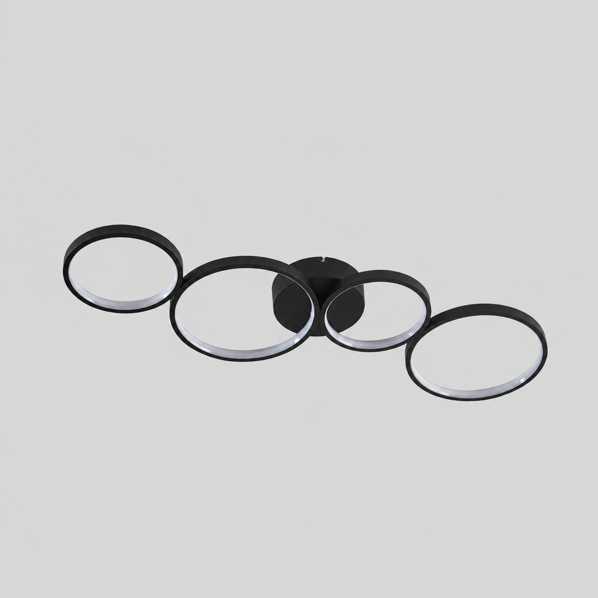 Entrelacs | Plafonnier LED, noir, aluminium, 88 cm — produit isolé sur fond gris, arrière-plan retouché.