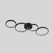 Entrelacs | Plafonnier LED, noir, aluminium, 88 cm — produit isolé sur fond gris, arrière-plan retouché.