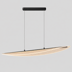 Feuille | Suspension LED 118 cm — noir ou doré, intensité variable — produit isolé sur fond gris, arrière-plan retouché.