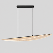 Feuille | Suspension LED 118 cm — noir ou doré, intensité variable — produit isolé sur fond gris, arrière-plan retouché.
