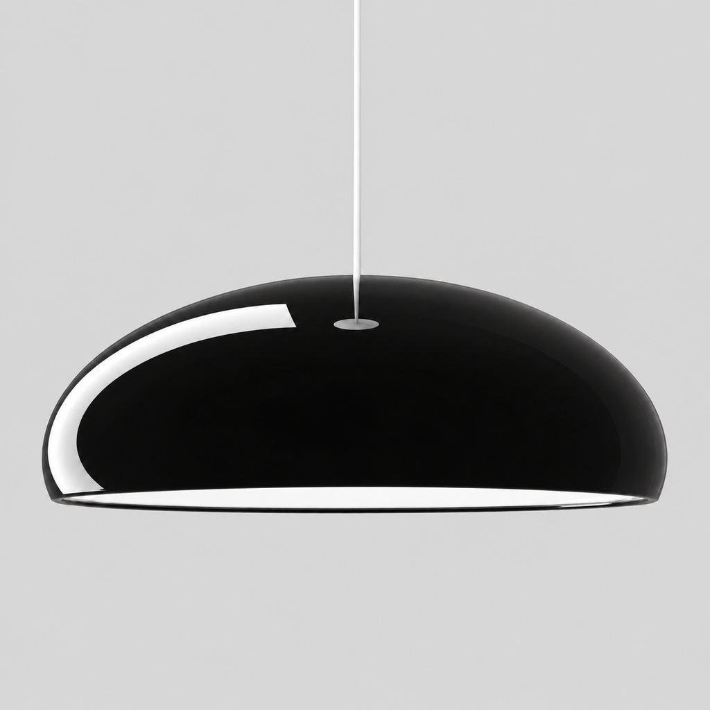 Suspension dôme — Noir ou orange — produit isolé sur fond gris, arrière-plan retouché.