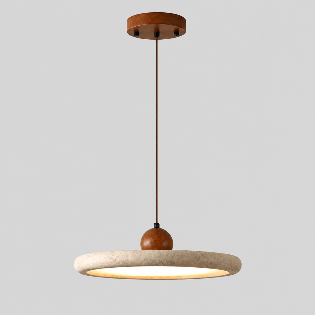 Amande | Suspension anneau et sphère — produit isolé sur fond gris, arrière-plan retouché.