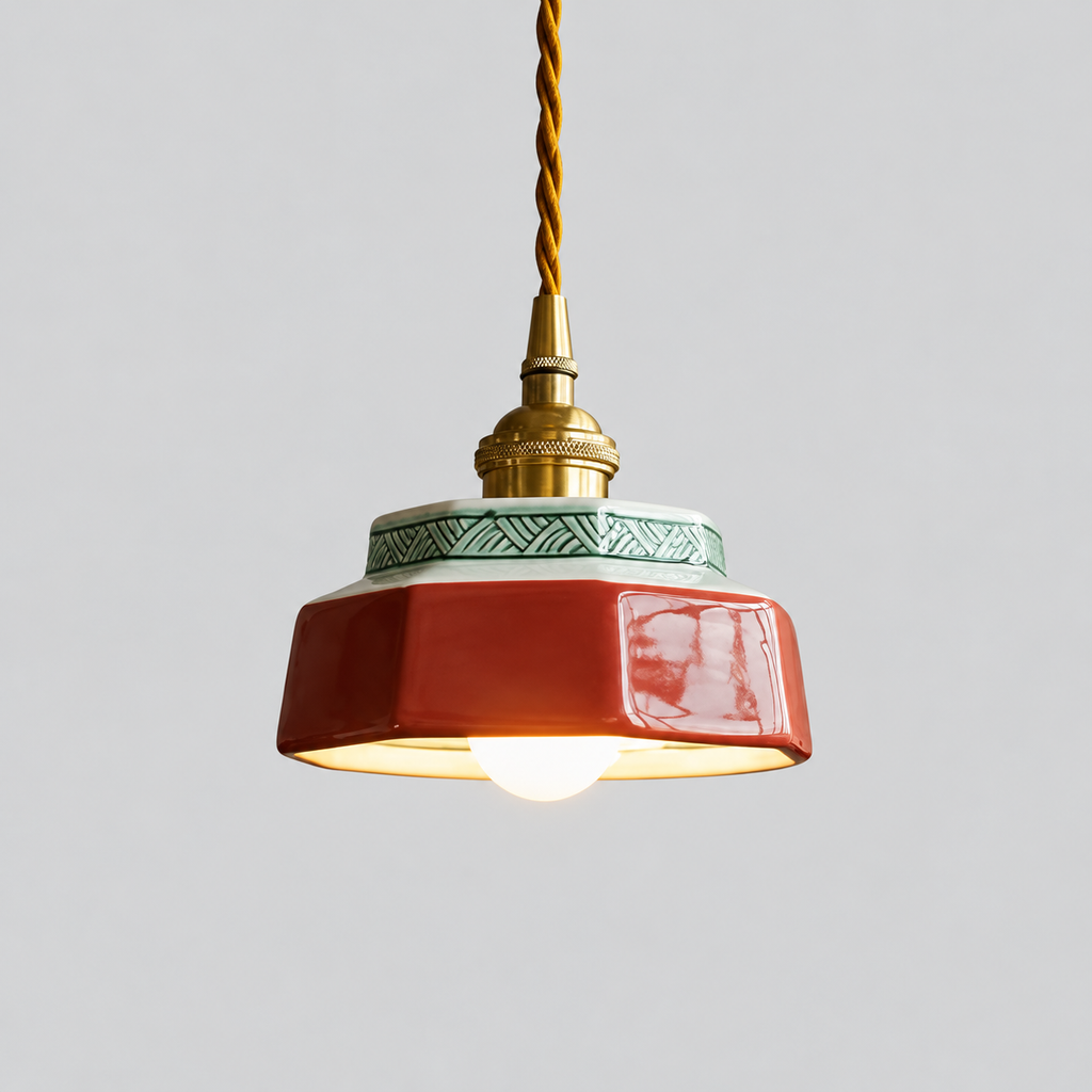 Pastille | Suspension bicolore rétro — produit isolé sur fond gris, arrière-plan retouché.