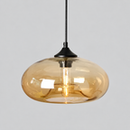 Suspension en verre coloré — 28 cm — produit isolé sur fond gris, arrière-plan retouché.