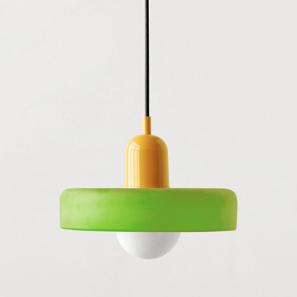 Formélia | Suspension Bauhaus – Design géométrique Jaune Vert (mat)