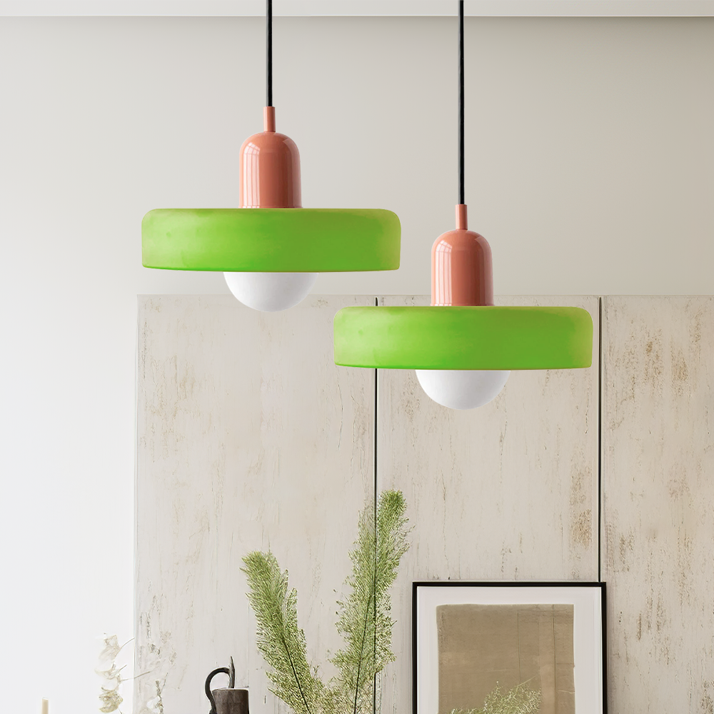 Formélia | Suspension Bauhaus – Design géométrique Rose Vert (mat)