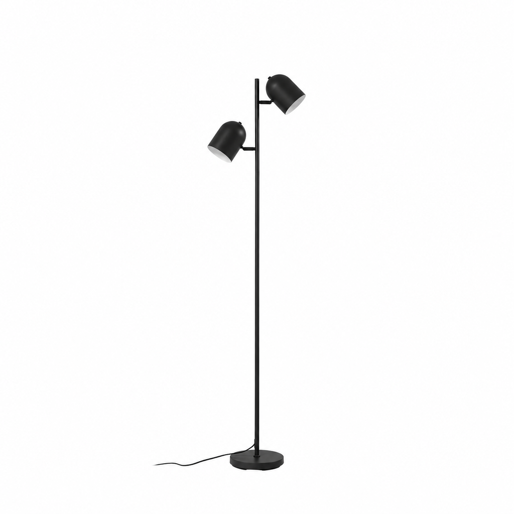 Isara — lampadaire noir à deux lampes sur fond blanc