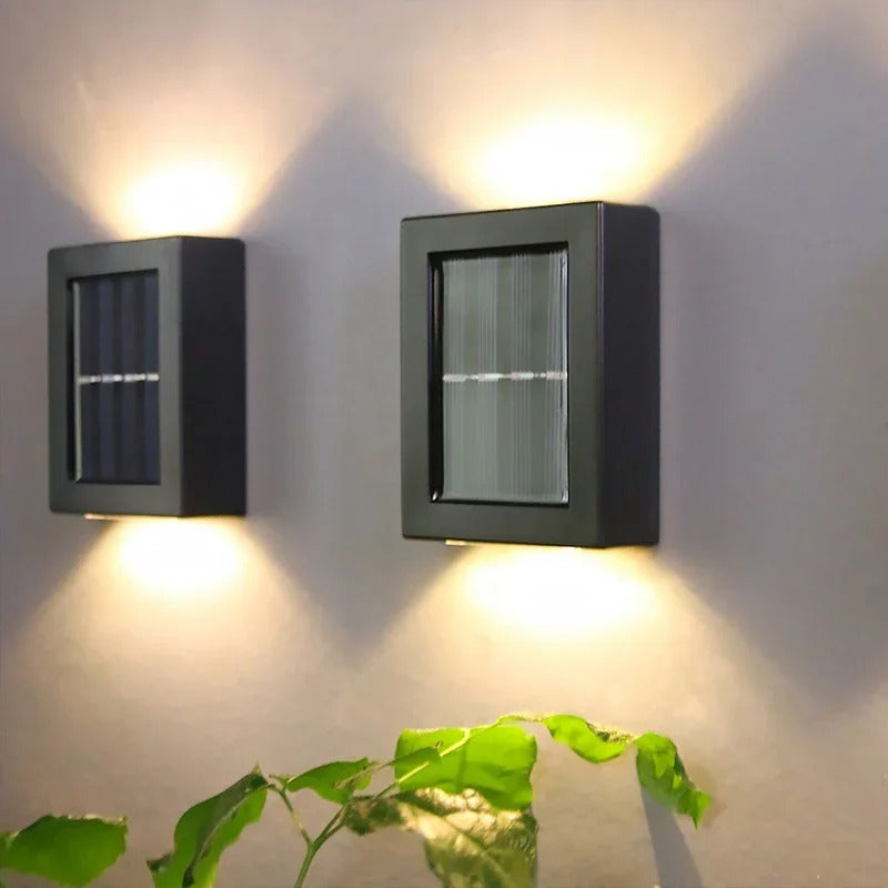 Lampe Murale Solaire Noire – Sans Fil, Design Moderne pour Éclairage de Jardin ou Balcon