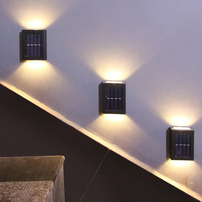 Lampe Murale Solaire Noire – Sans Fil, Design Moderne pour Éclairage de Jardin ou Balcon