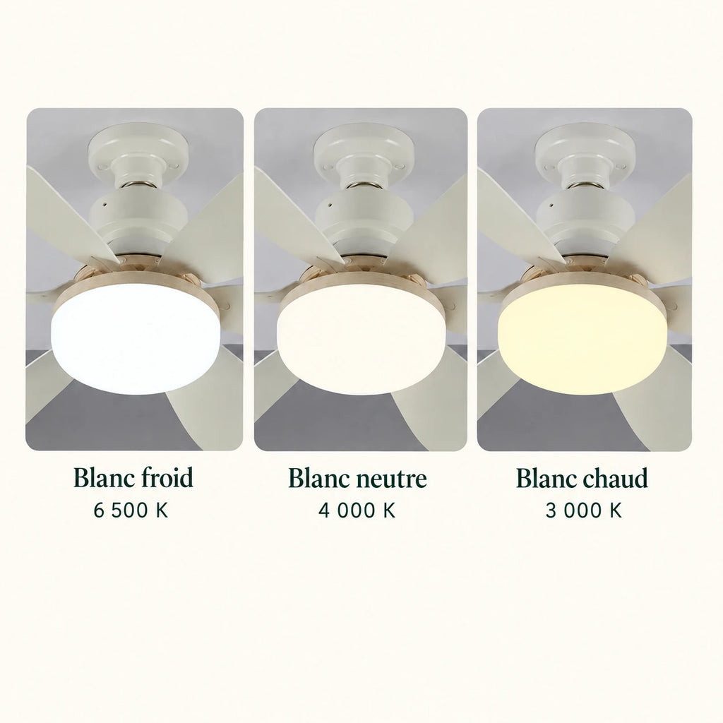 AeroVent — comparaison de trois teintes de lumière.