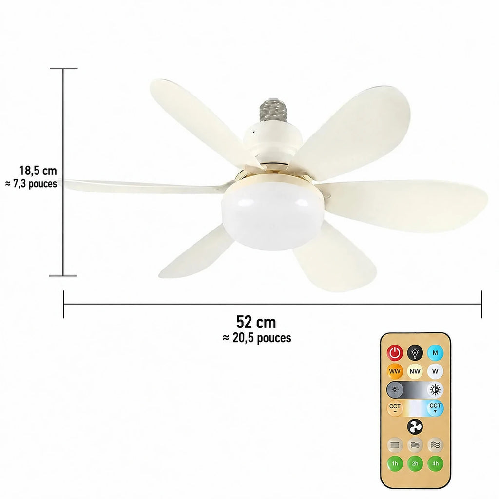 AeroVent — schéma : diamètre 52 cm et hauteur 18,5 cm.
