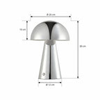 Chromelle chromée — dimensions du luminaire : diamètre 20 cm, hauteur 30 cm et pied de diamètre 12 cm. Schéma retouché pour retirer une longueur de câble non confirmée.