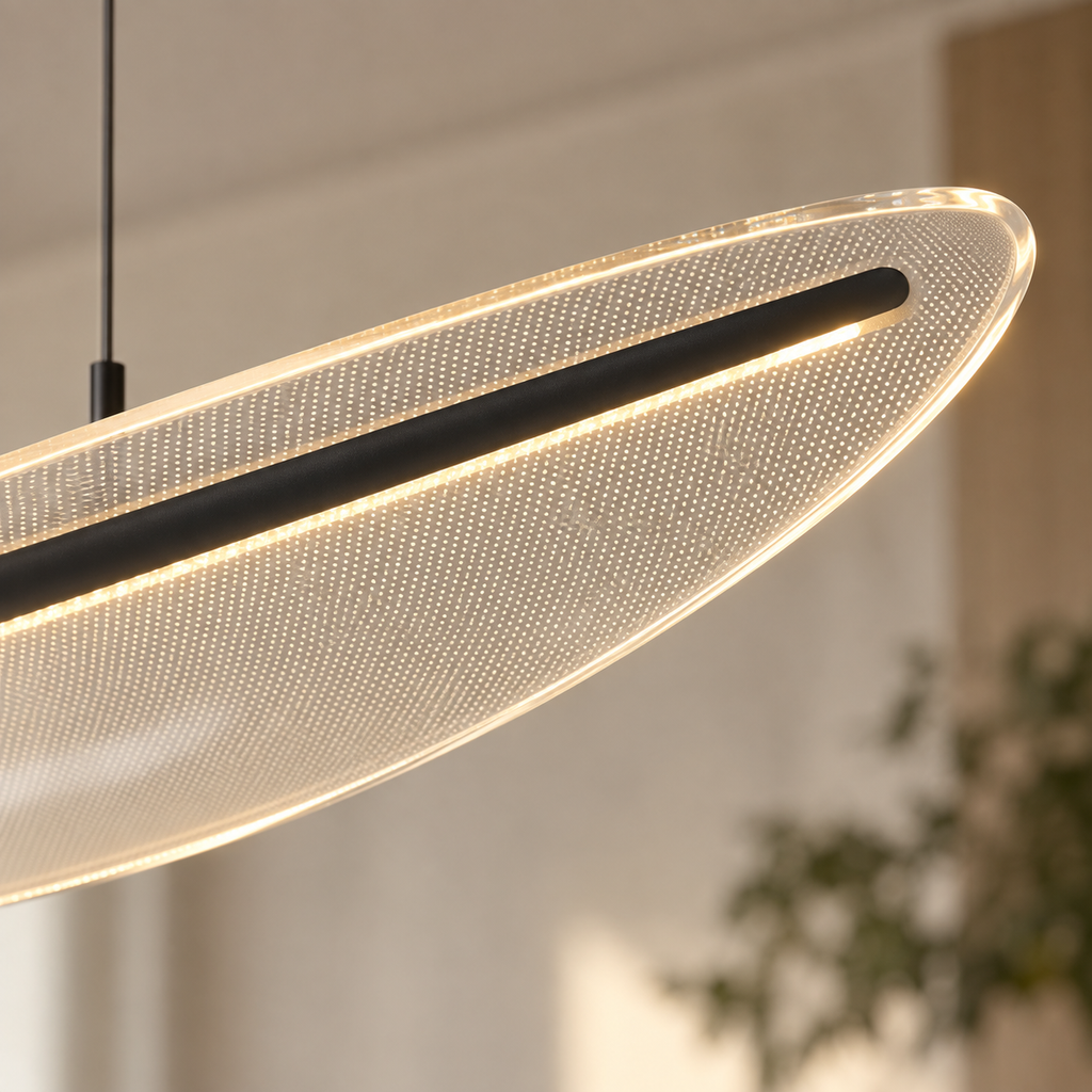 Détail du diffuseur acrylique de la suspension LED Feuille noire