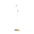 Gémelle, lampadaire doré à deux globes blancs — Vue entière sur fond blanc