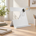 Oblique Blanc — bureau de jour ; mise en scène illustrative, ampoule et décor non inclus.