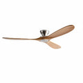Ventilateur de plafond — Bois naturel et argent — vue 1