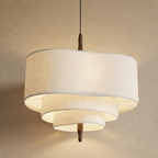 Suspension sculpturale — Bois et tissu beige — vue 2