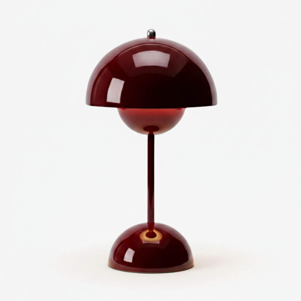 Lampe champignon rechargeable — finition rouge bordeaux