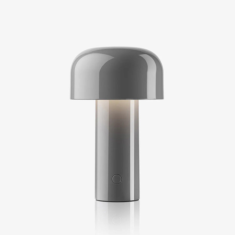 Lampe de table nomade — Dôme coloré — D 4.9″ x H 8.3″ / D 12.5cm x H 21cm / Gris / Bouton Poussoir (Lumière Chaude)