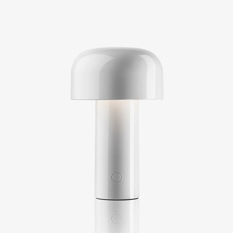 Lampe de table nomade — Dôme coloré — D 4.9″ x H 8.3″ / D 12.5cm x H 21cm / Blanc / Bouton Poussoir (Lumière Chaude)
