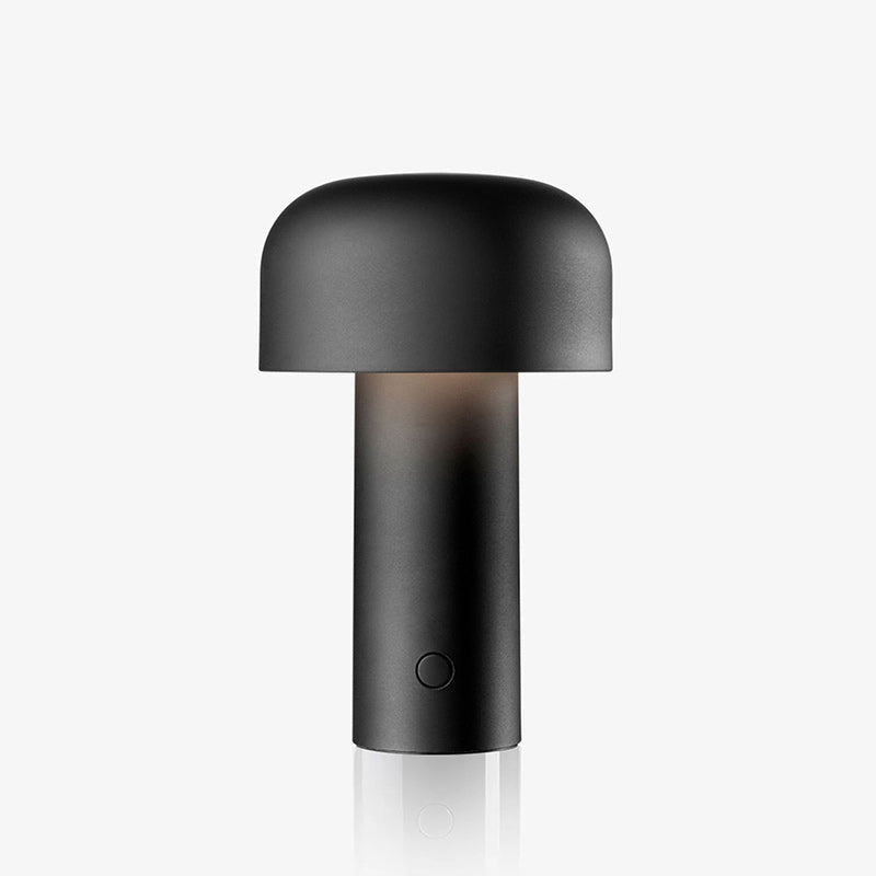 Lampe de table nomade — Dôme coloré — D 4.9″ x H 8.3″ / D 12.5cm x H 21cm / Noir Mat / Bouton Poussoir (Lumière Chaude)