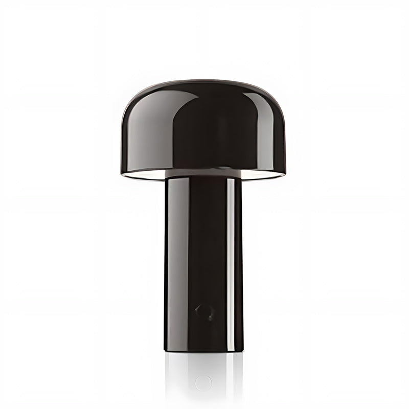 Lampe de table nomade — Dôme coloré — D 4.9″ x H 8.3″ / D 12.5cm x H 21cm / Noir Brillant / Bouton Poussoir (Lumière Chaude)
