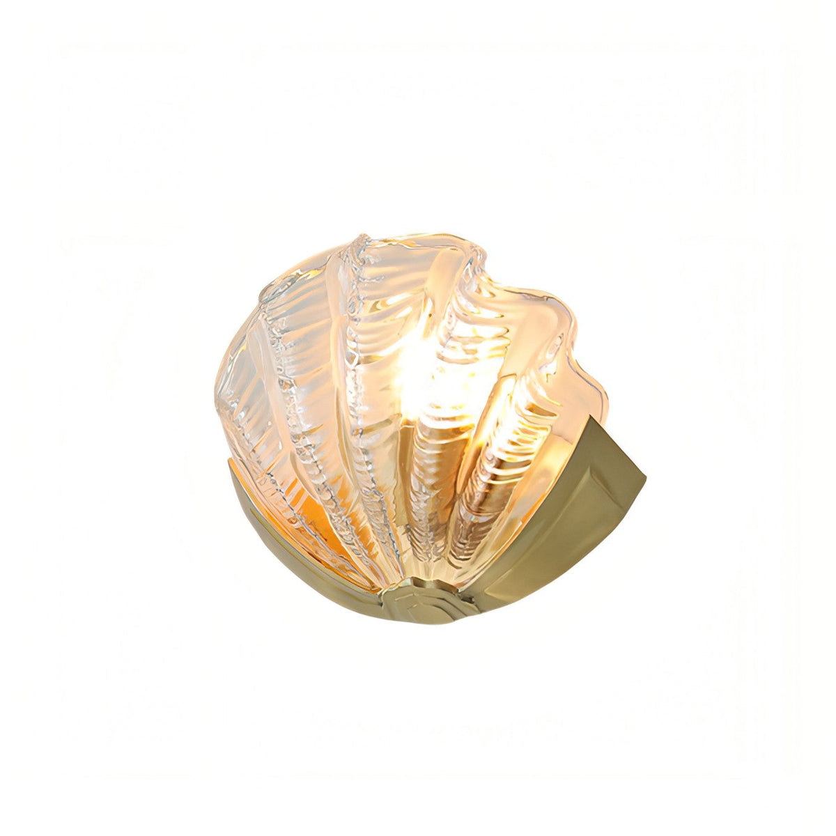 Applique coquillage en verre — D 9.8″ x W 2.8″ x H 8.3″ / D 25cm x W 7cm x H 21cm / Laiton & Verre Transparent