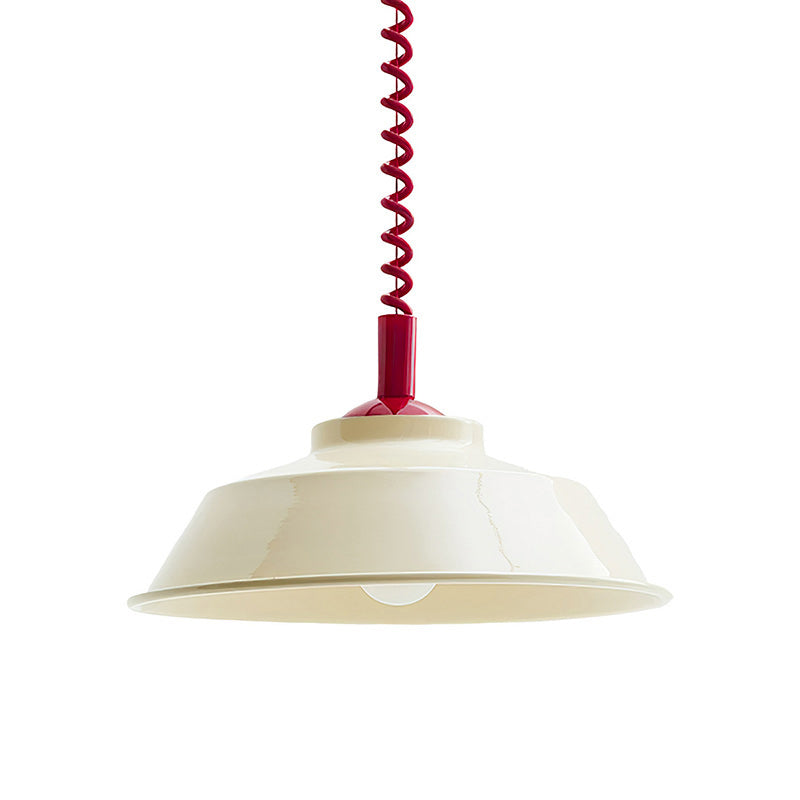 Suspension à disques colorés — D 14.2″ x H 5.1″ / D 36cm x H 13cm / Rouge & Beige