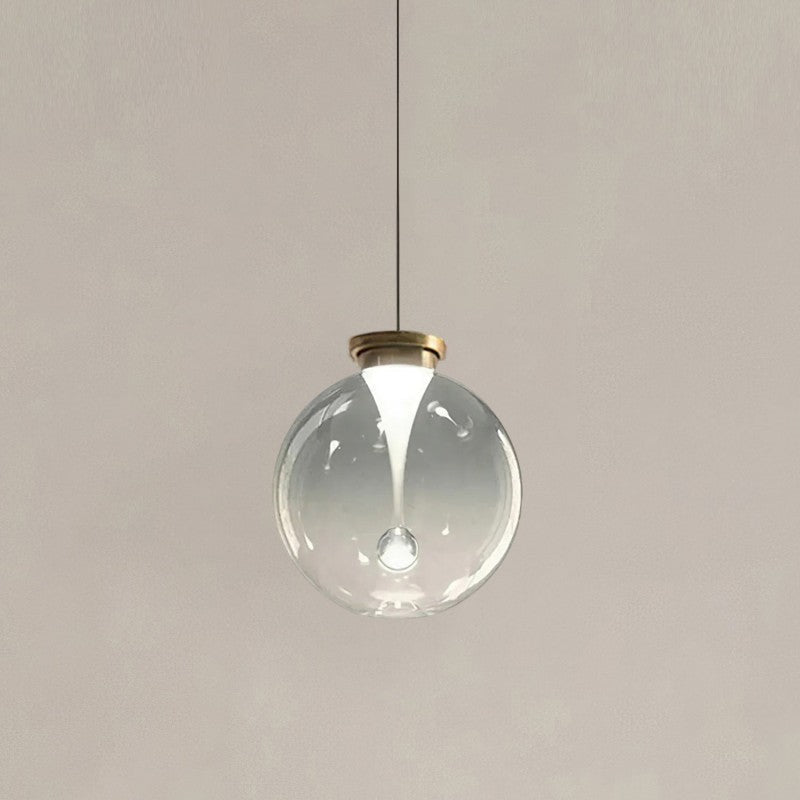 Suspension en verre coloré — Finition dorée — D 7.9″ x H 8.7″ / D 20cm x H 22cm / Gris Fumé / Lumière Chaude