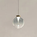 Suspension en verre coloré — Finition dorée — D 7.9″ x H 8.7″ / D 20cm x H 22cm / Gris Fumé / Lumière Chaude