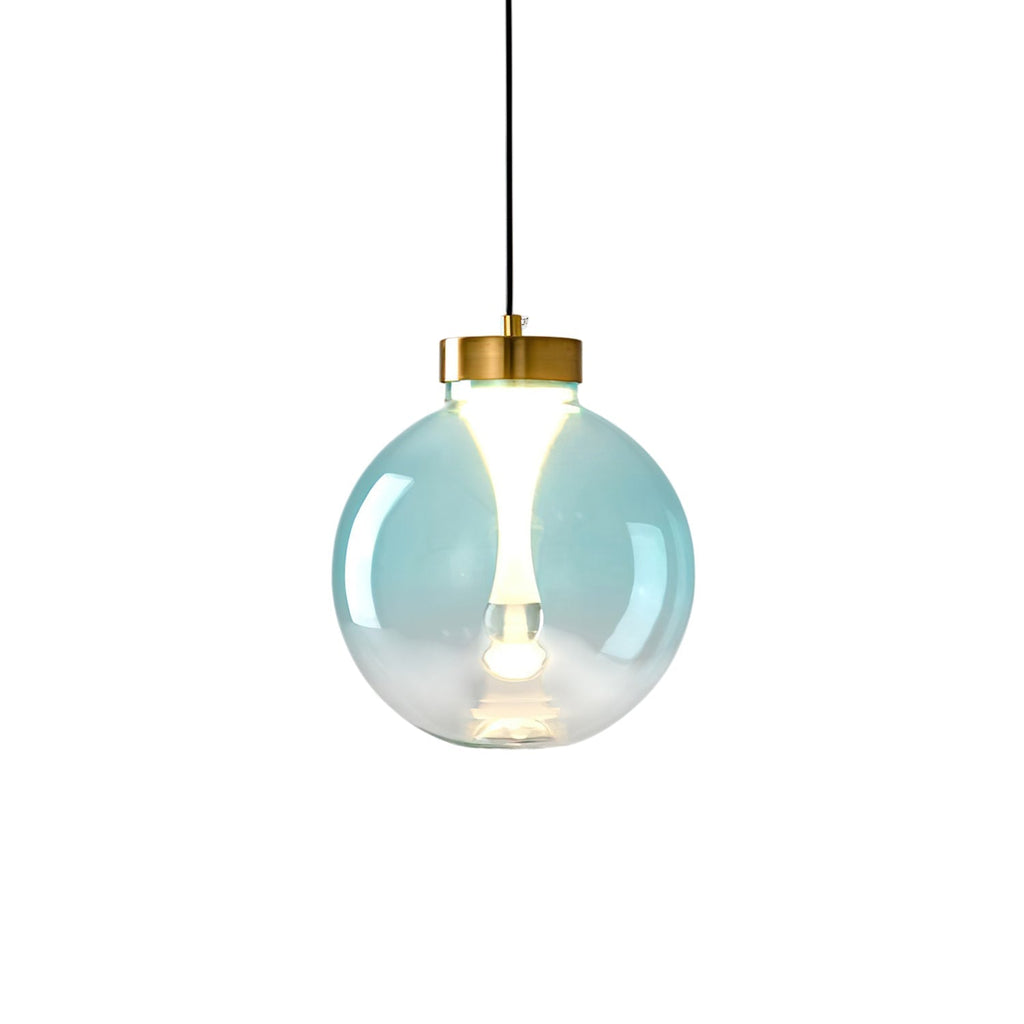 Suspension en verre coloré — Finition dorée — vue 2