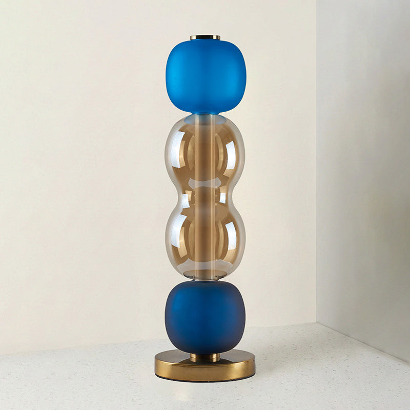 Lampe de table en verre — Composition colorée — Modèle B (Bleu & Ambre) : D 5.9″ x H 18.9″ / Prise EU