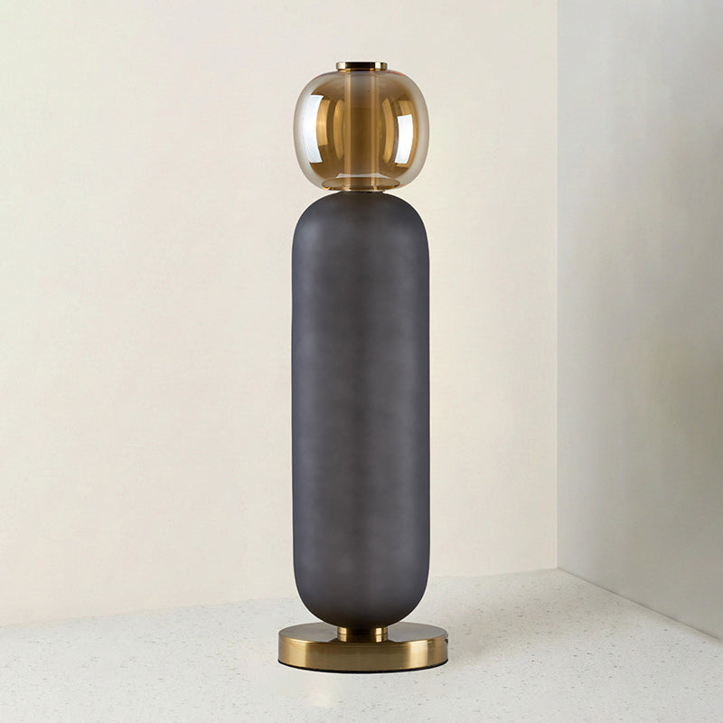 Lampe de table en verre — Composition colorée — Modèle C (Gris Fumé & Ambre) : D 5.9″ x H 20.9″ / Prise EU