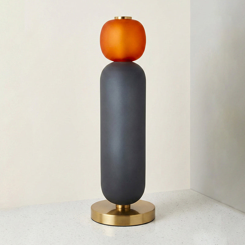 Lampe de table en verre — Composition colorée — Modèle C (Gris Fumé & Orange) : D 5.9″ x H 20.9″ / Prise EU