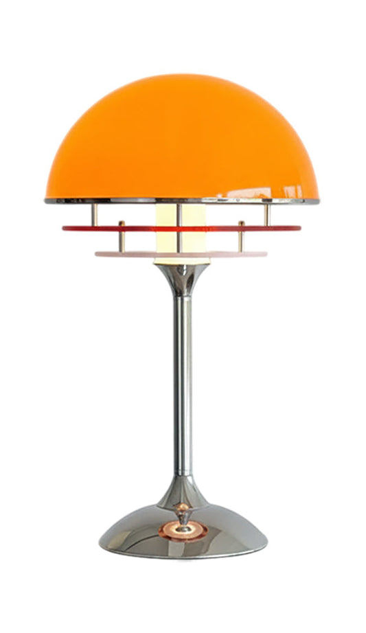 Lampe de table rétro — Chrome et dôme — Chrome & Orange