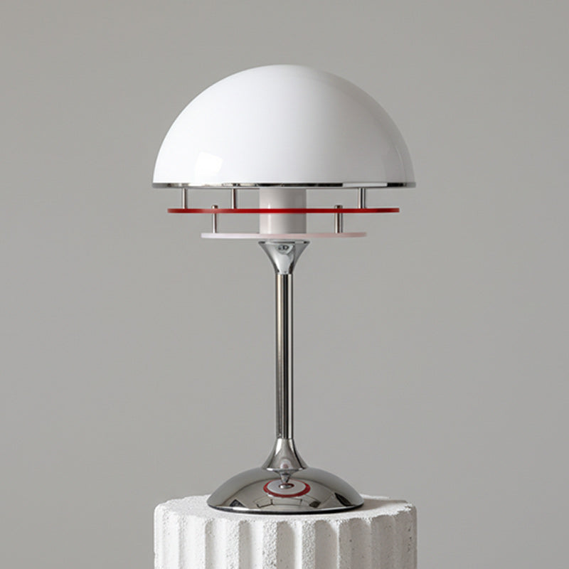 Lampe de table rétro — Chrome et dôme — Chrome & Blanc