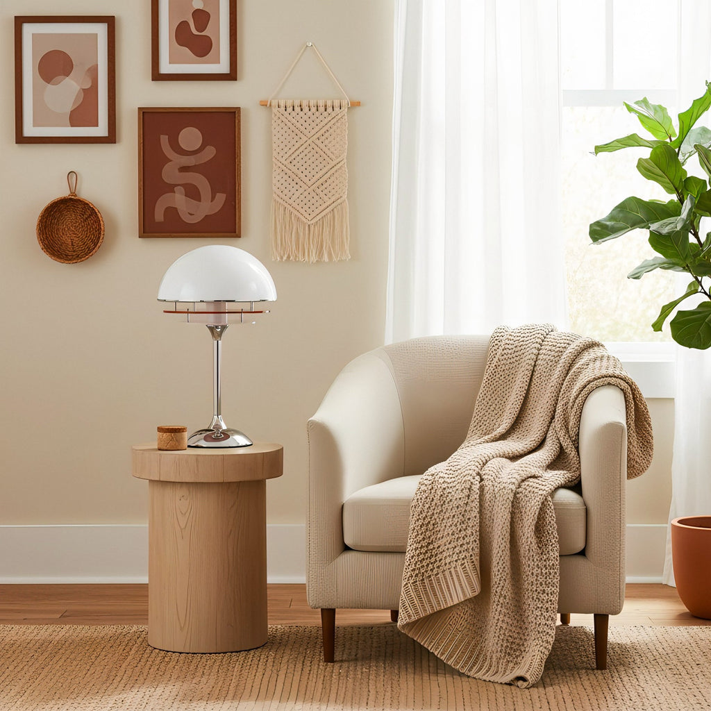 Lampe de table rétro — Chrome et dôme — vue 1