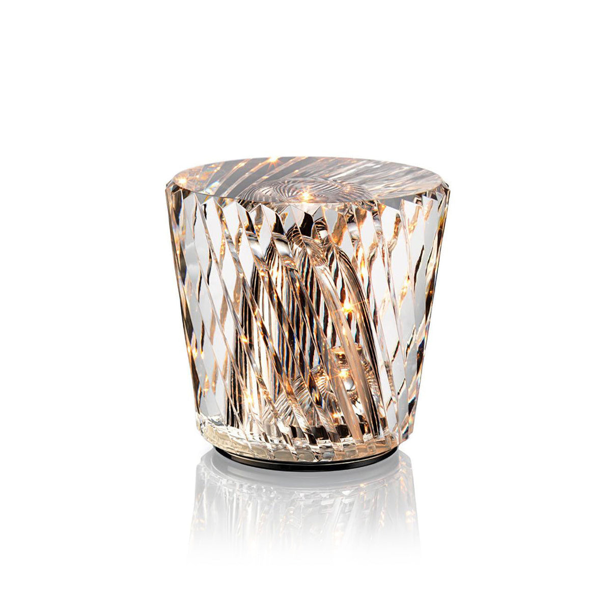 Lampe de table diamant — Modèle A : D 3.2″ x H 3.5″ / D 8.2 cm x H 9 cm / Transparent / Chargeur USB