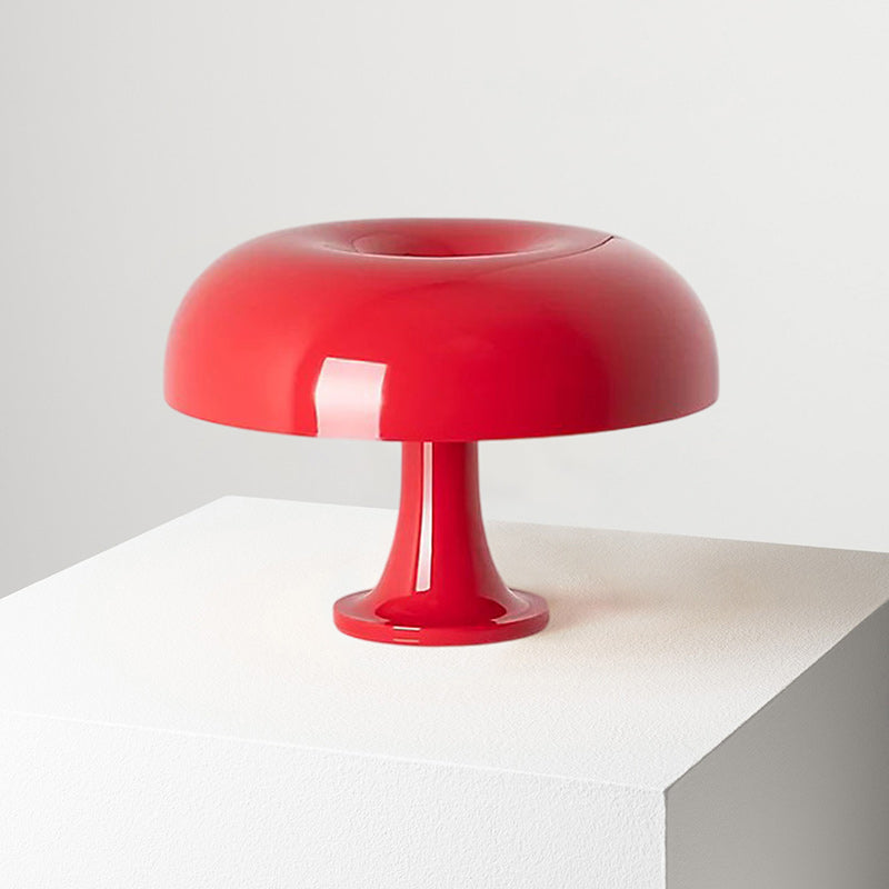 Lampe de table colorée — Forme circulaire — D 12.6″ x H 8.5″ / D 32cm x H 21.5cm / Rouge / Prise EU