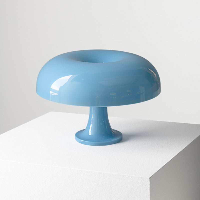 Lampe de table colorée — Forme circulaire — D 12.6″ x H 8.5″ / D 32cm x H 21.5cm / Bleu / Prise EU