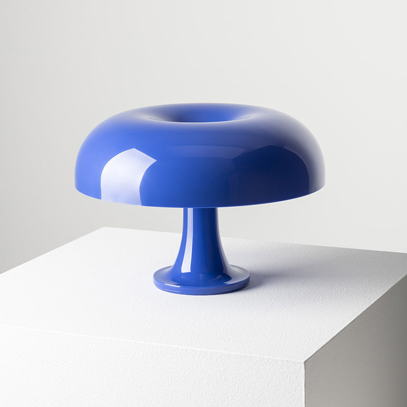 Lampe de table colorée — Forme circulaire — D 12.6″ x H 8.5″ / D 32cm x H 21.5cm / Bleu Foncé / Prise EU