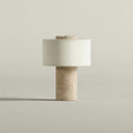 Lampe nomade en pierre — D 7.1″ x H 9.8″ / D 18cm x H 25cm / Travertin Beige / Tactile (Lumière Chaude)
