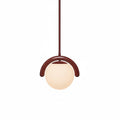 Suspension linéaire à globes — 1 head: L 10.6″ x H 9.4″ / Rouge & Verre Blanc